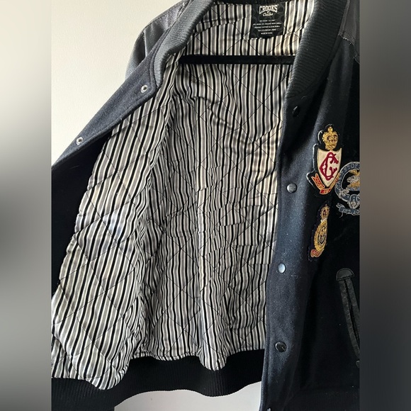 Crooks & Castle Varsity Leather and wool Bomber jacket - Picture 10 of 16